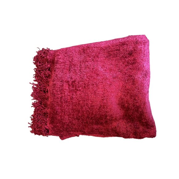 Maroon / Burgundy red Life Styles Plush Chenille Throw Blanket 50x60 - Picture 4 of 16